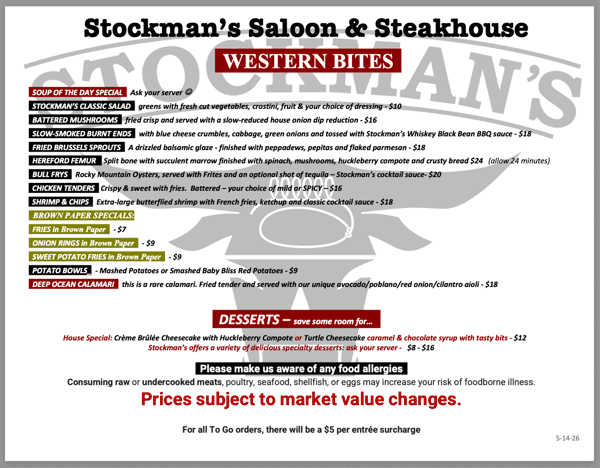 Stockmans Bar Bites 5-14-26