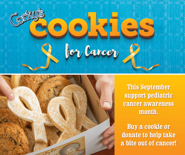 Corkys cookies for cancer graphic