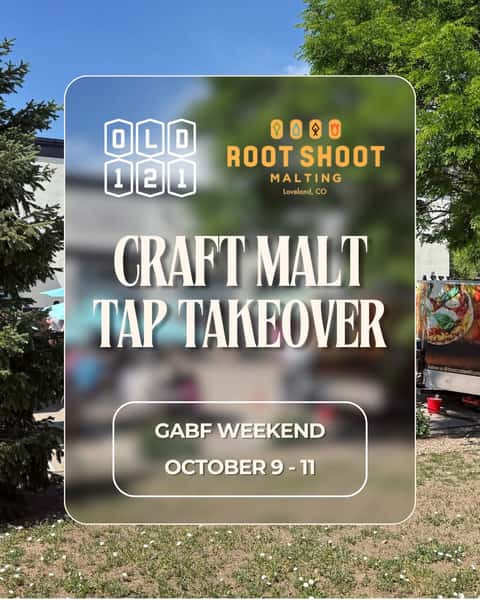 It’s a packed GABF Weekend at Old 121 and Ye Olde 121 Public House!

🍻 We’ve partnered with @rootshootmalting for a Craft Malt Tap Takeover to celebrate GABF’s new Craft Malt category at our Oak St. location featuring:
@littletonbrewco - Landbier (made with one of everything from Root Shoot
@barquentinebrewingco - Oktoberfest Marzen (made with 100% Root Shoot Munich 10)
@greenmountainbeer - Kellerman Pilsner (made with Root Shoot Pils and Munich 4)
@omfbrewing - Inner Light Juicy Pale Ale (made with Root Shoot Genie Pilsner and Olander Wheat)
Plus 12 Old 121 beers (all made with Root Shoot and @troubadourmaltings craft malt!)

🚐 Heading to GABF on Sunday? Head to our link in bio to grab a $20 round trip ticket to Levitt from our Oak St location!

🎤 Karaoke Friday takes on GABF at Ye Olde 121 Public House from 8 PM til Midnight with @great303productions and enjoy happy hour pricing all night

⚽️ Didn’t grab tickets to Fan Fest downtown or just want to start your morning with coffee, burritos, and beer? Ye Olde 121 opens at 8 AM on Saturday and 7 AM on Sunday for Premier League soccer!

🎸 After GABF on Saturday, we have live music at the Oak St location!

🇮🇪 And at our Wadsworth location on Saturday, it’s Irish Pub Night! Listen to a live Irish jam band while sipping a Cask Oktoberfest or a Proper Pint of ESB.

🐴 Don’t forget about our Broncos Pot Lucks during games. Broncos kick off at 2:05 PM on Sunday and we’ll have happy hour pricing and $1 beer shots!

🍺 And brewers, don’t forget about our Industry Pre Party on Friday Night at Oak St!