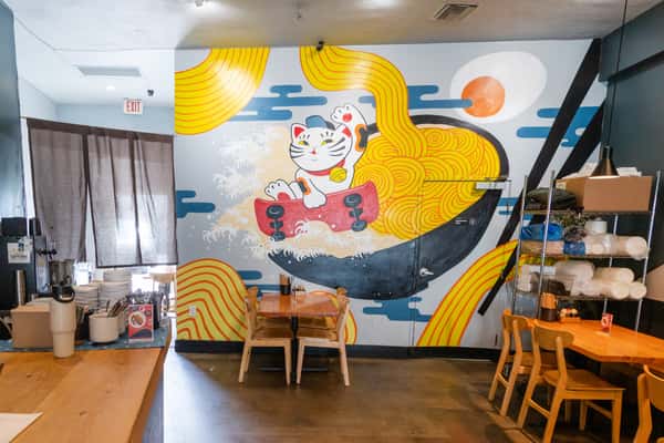 Interior wall with painted artwork