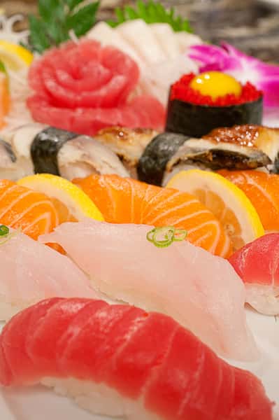 colorful varieties of sushi