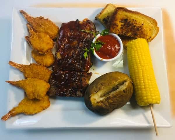1/2 Rack of Baby Back Ribs & Fried Shrimp