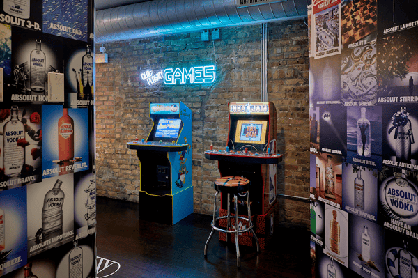 Vintage arcade games on the second floor of JoJo's