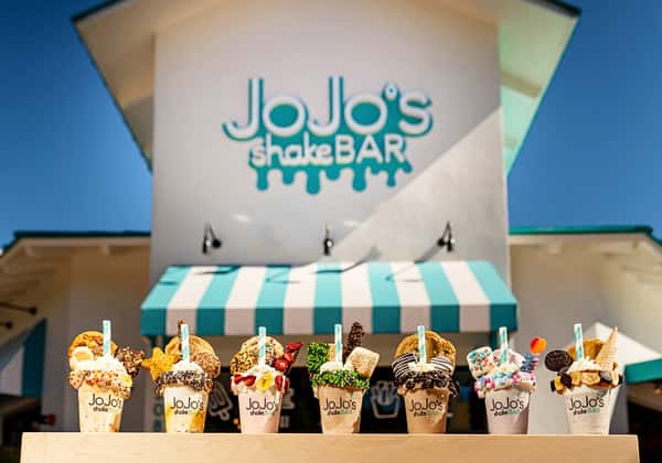 JoJo's Signature Biggie Shakes in front of JoJo's Orlando's store front