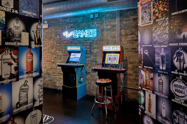 Vintage arcade games on the second floor of JoJo's