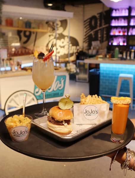 JoJo's does passed appetizers for any event - mini Baked Mac'N' Cheese, mini Fry Bags, mini Smash Burgers, and Grilled Cheese & Tomato Bisque shooters