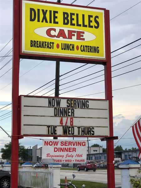Dixie Belles Cafe Breakfast Lunch Catering Sign