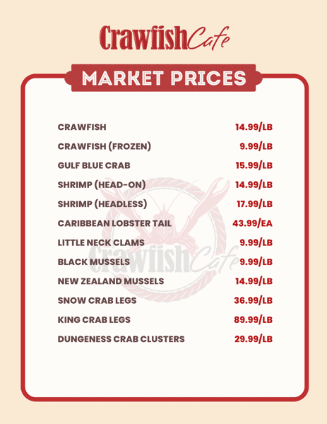 Houston Market Prices Crawfish Cafe