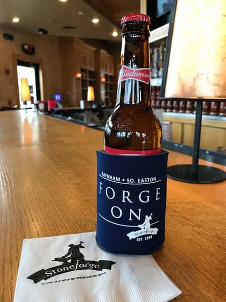 Budweiser beer with kuzie labled Forge On