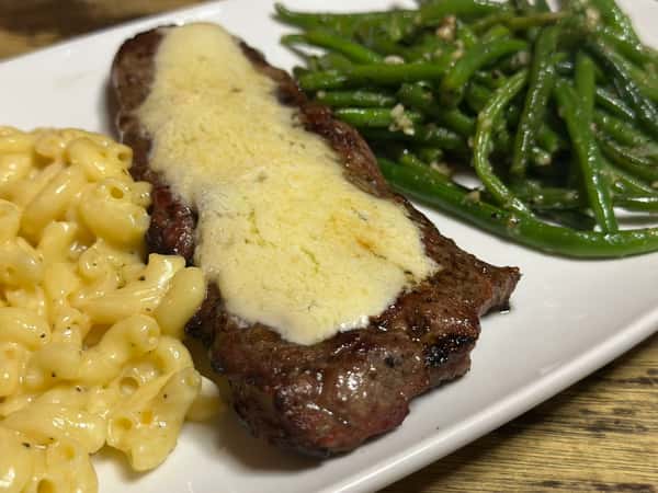 New York Strip with Brie Compound Butter