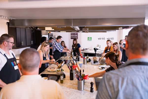 Cooking class session at the Cook, Cork & Fork