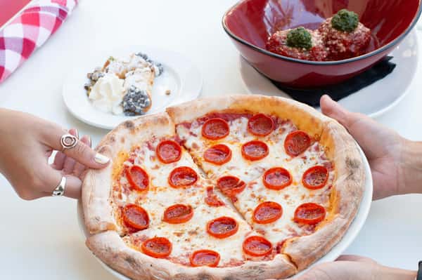 sharing pizza