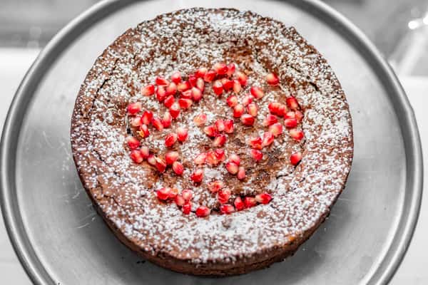 Flourless Chocolate Cake with Pomegranates