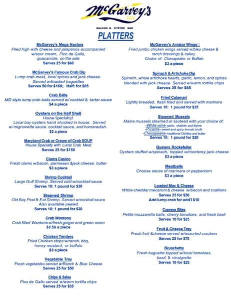 Platters Menu 1