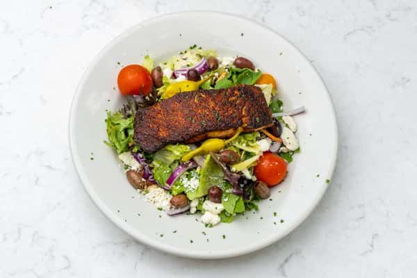 Greek Salad w/Blackened Salmon