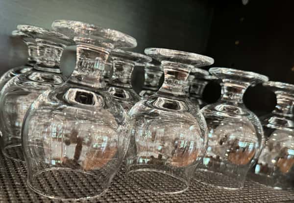 Glasses on a dry rack