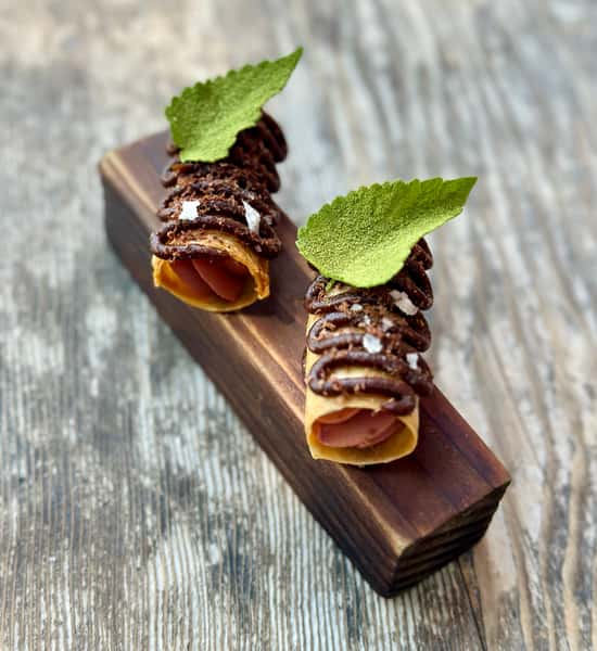Chicken skin cannoli