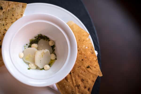 Smoked Scallop on Pane Carasau