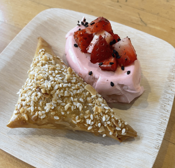 Tahini Frangipane Bureka w/ Whipped Strawberry Mascarpone