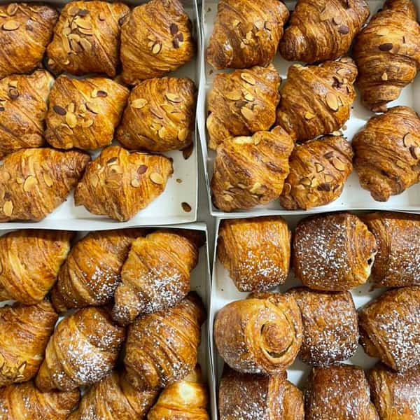 Golden flaky croissants