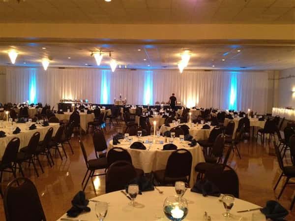 Chairs and ribbons setup on a table