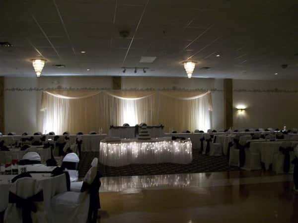 Tables setup with lights for an event