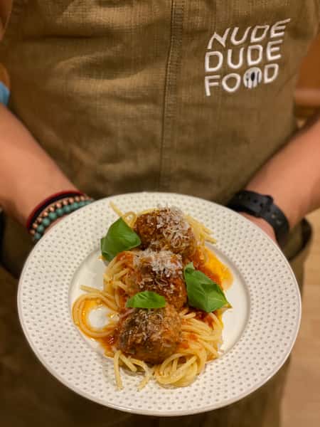 chef holding entree