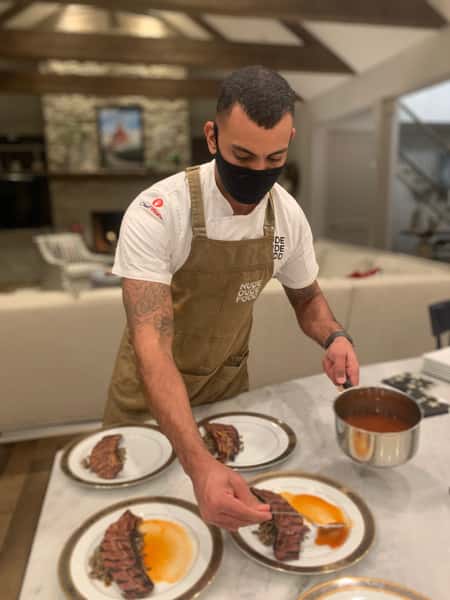 chef preparing plates