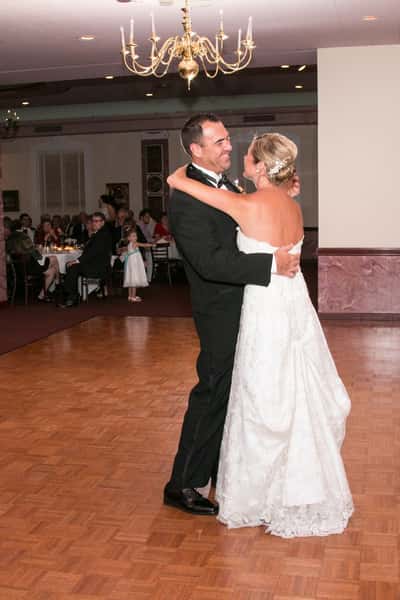 bride and groom dancing