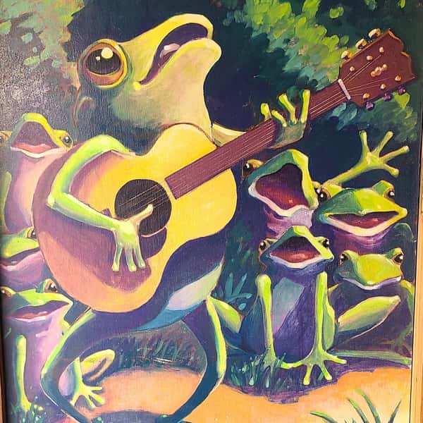 Frog playing music