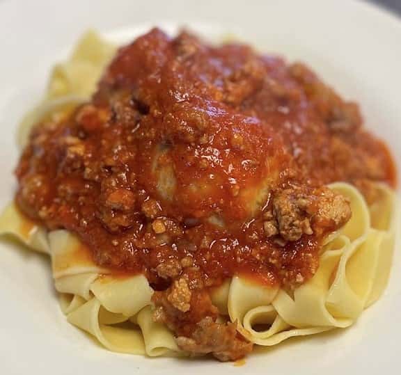 Homemade Pappardelle Bolognese