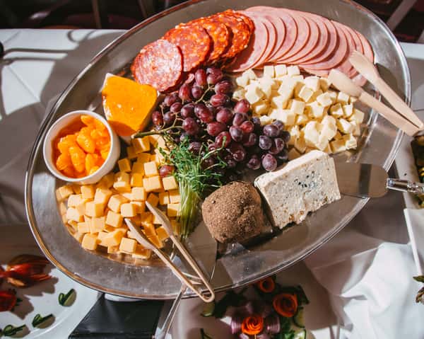 A plate full of chopped food