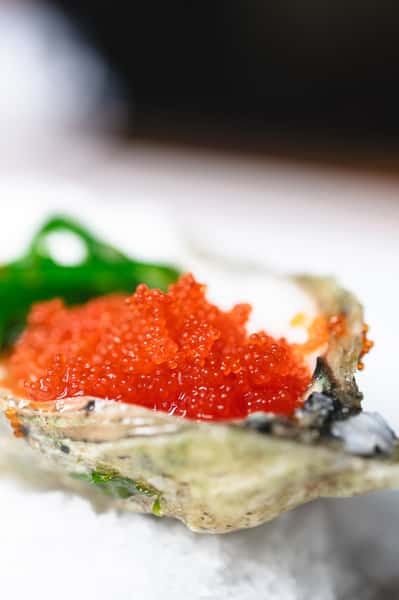 Oysters with caviar