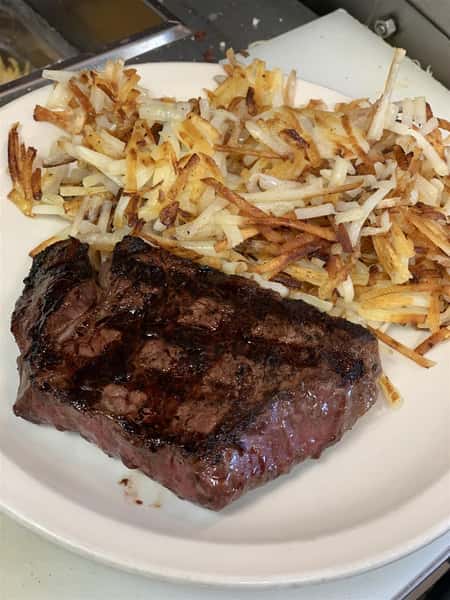 grilled Sirloin with a side of hashbrowns