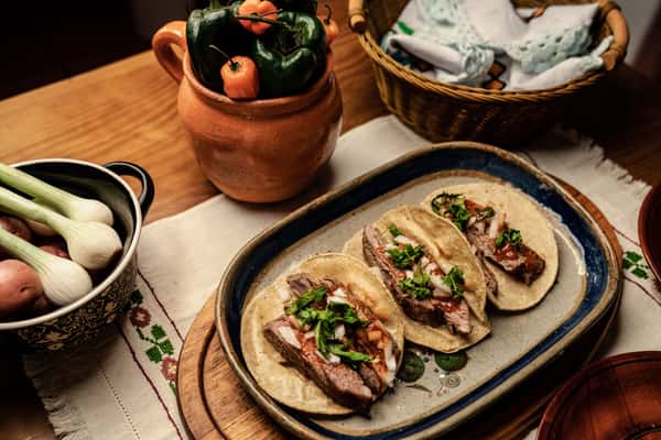 Lamb Barbacoa con Blue Corn Tortillas