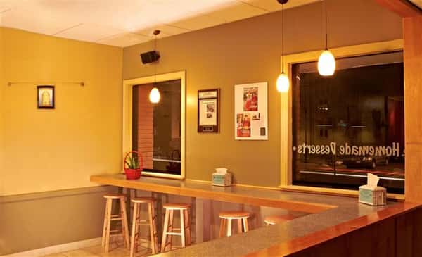 Interior shot of the restaurant seating