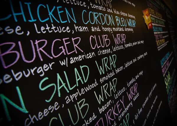 A blackboard with the restaurant's menu