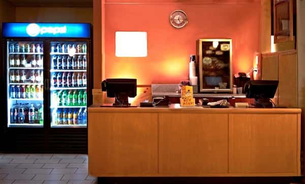 Interior shot of the restaurant's counter