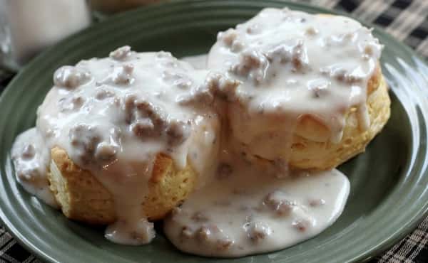2 biscuits & gravy w/2 eggs (whole)