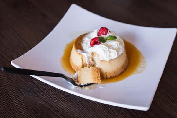 Flan and cream