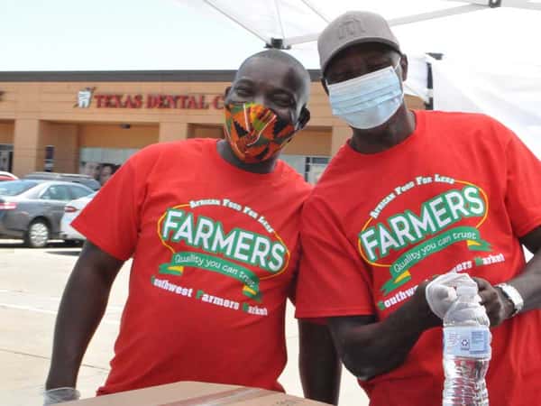 two employees serving