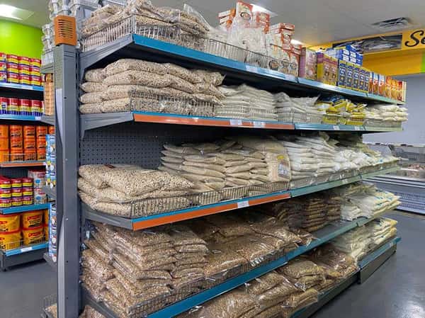 shelves of bulk rice