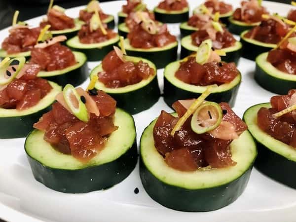 Tuna Tartar on Cucumber Cups
