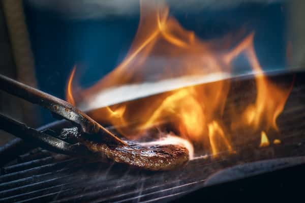 burger on grill