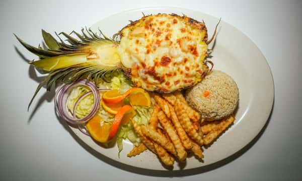 stuffed pineapple with fries