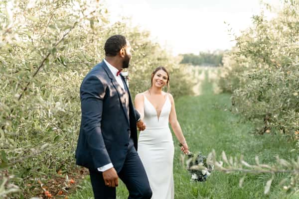 Couple in orchard