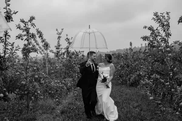 Couple in the orchard