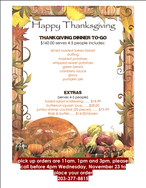 thanksgiving take out menu