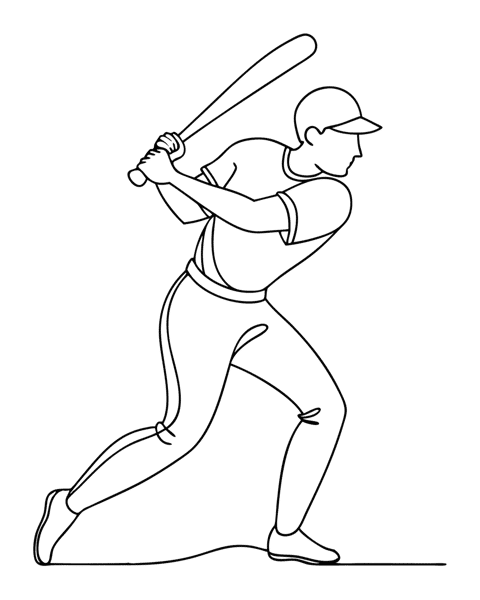 Baseball Player line art
