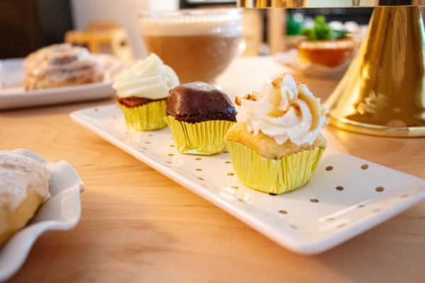 Carrot, chocolate and caramel vanilla petit fours